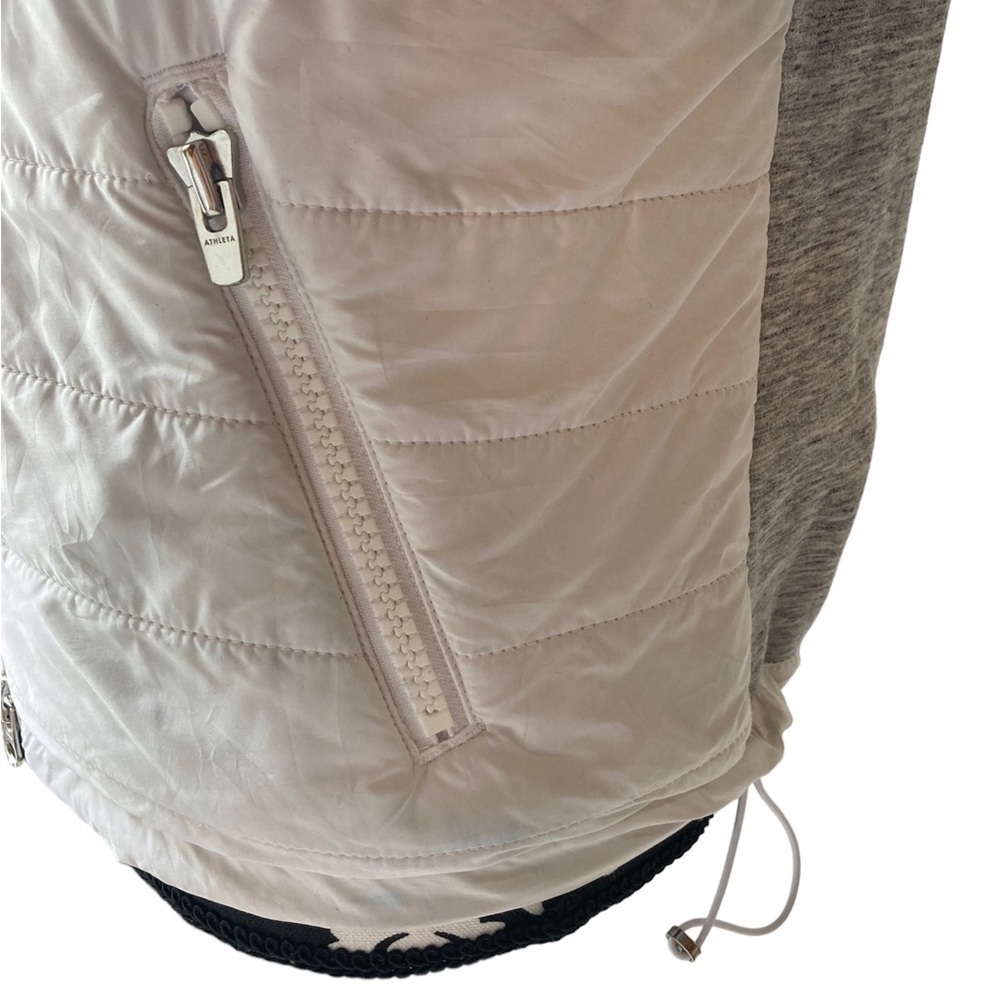 Athleta Womens Gray White Hybrid Quilted Full Zip Hoodie Jacket Small - Picture 4 of 8